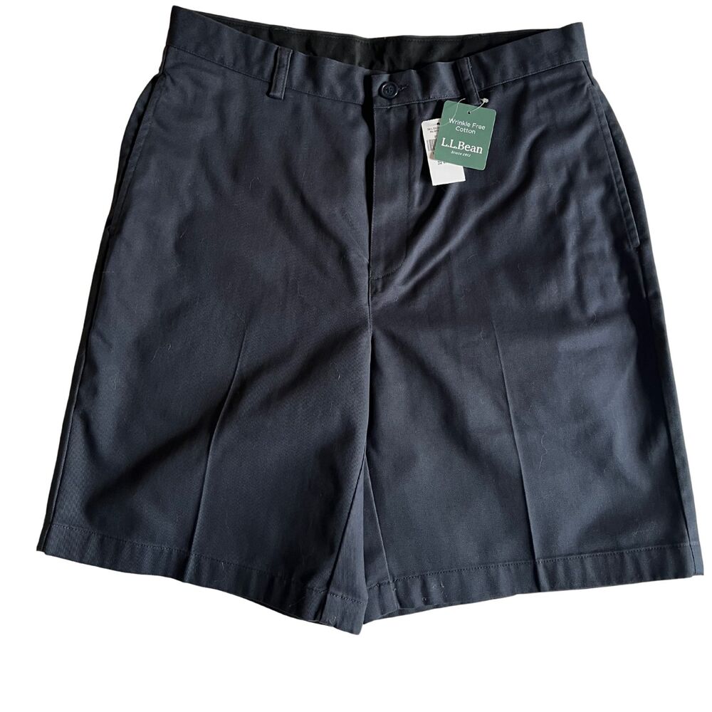 LL Bean Shorts Mens Bermuda SZ 32 W Navy Blue Natural Fit 100% Cotton ID 215629